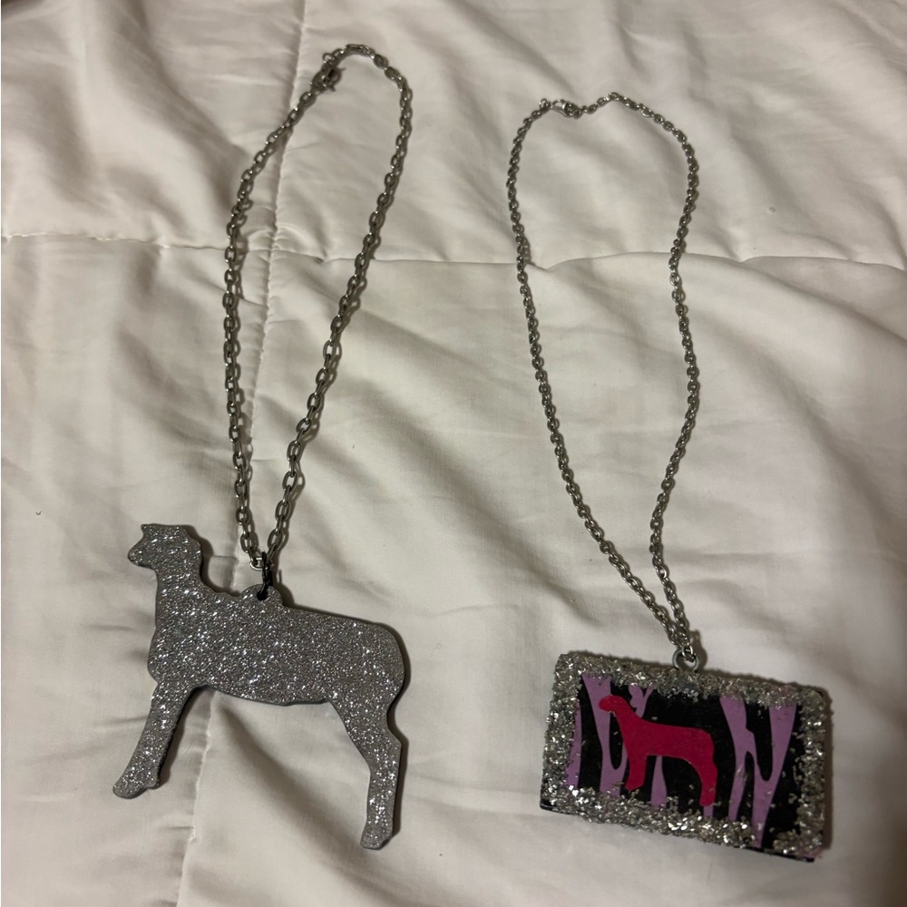 Silver Glitter Animal Pendant Necklace
